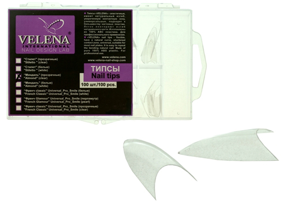 Clear tips (100 st, Box) clear_tips_100_st_box_velena_mandel_clear