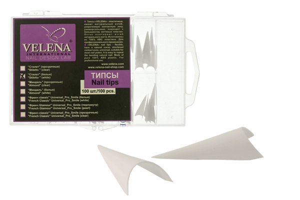 White tips (100 st, Box) white_tips_100_st_box_velena_stiletto_white